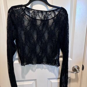 Elegant Black Lace Long Sleeve Top